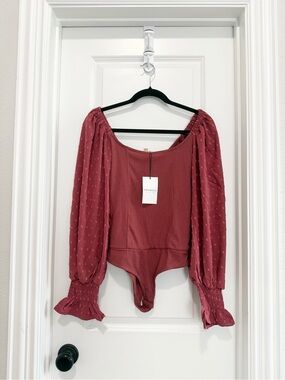 Promesa Dusty Rose Long-Sleeve Ribbed Bodysuit